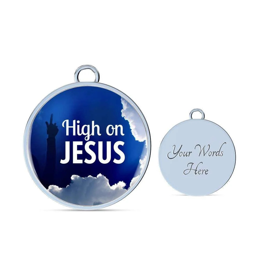 High On Jesus Personalized Engraved Silver Circle Bangle Bracelet Custom Name